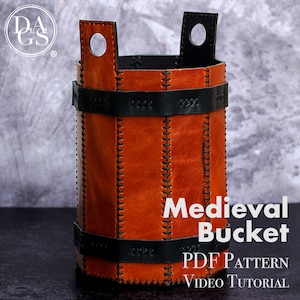 Medieval Leather Bucket PDF Template - Home Decor Vase - PDF Pattern and Video Tutorial