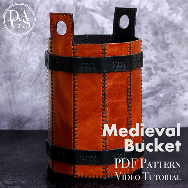 Medieval Leather Bucket PDF Template - Home Decor Vase - PDF Pattern and Video Tutorial