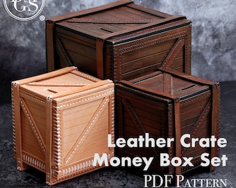 Set di casse salvadanaio in pelle! Salvadanaio piccolo e grande! - Modello PDF e tutorial video