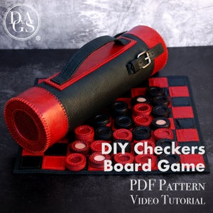 DIY Checkers Board Game PDF Pattern, Craft Your Own Checkers Game Out Of Leather! - PDF Pattern and Video Tutorial