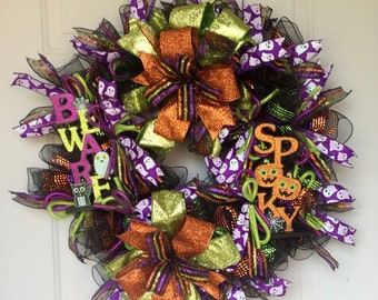 Halloween decor, Halloween wreath, Halloween welcome decor, Halloween party decorations,