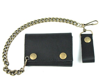 Leather Trifold Chain Wallet