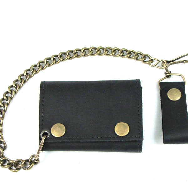 Leather Trifold Chain Wallet