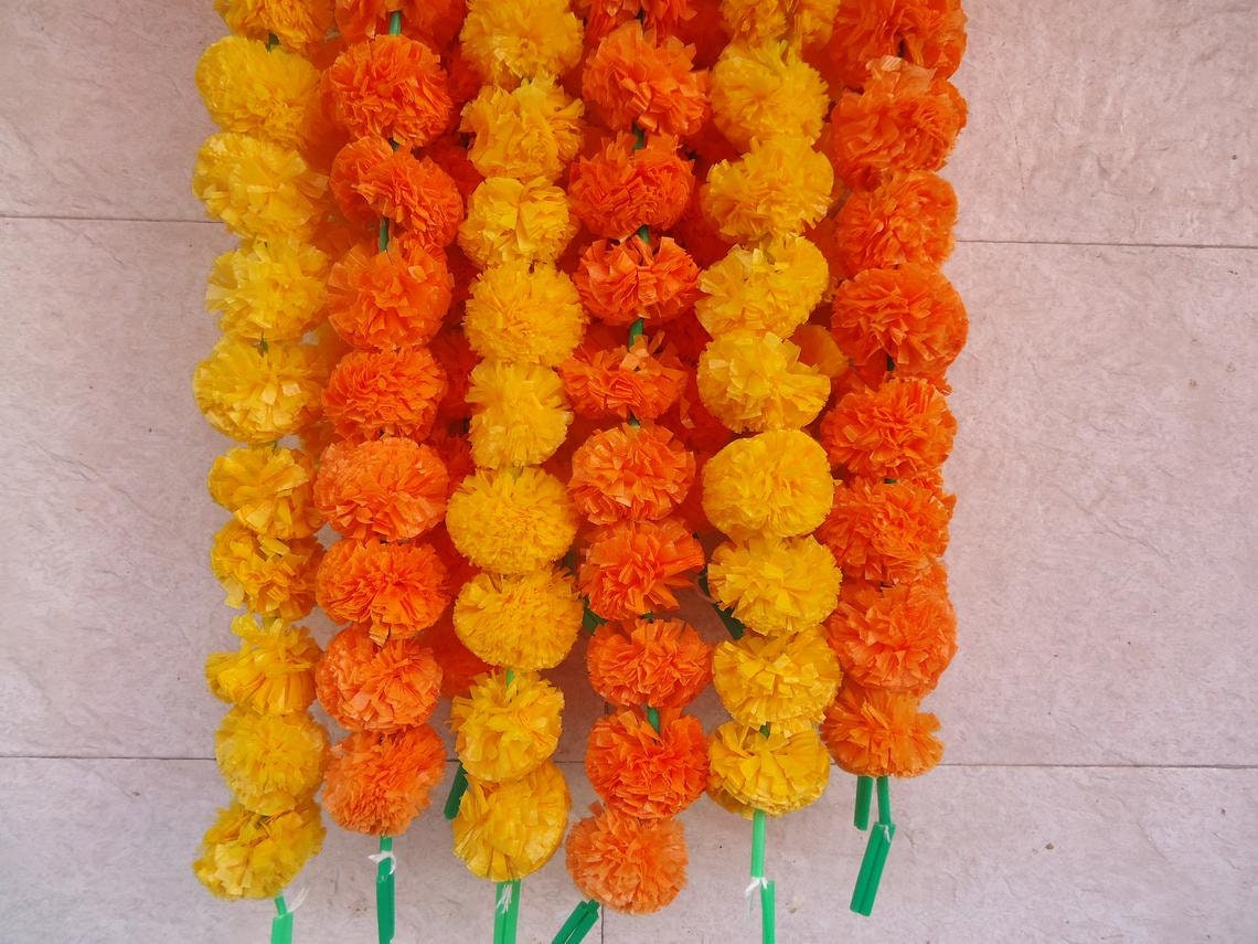 SALE ON Indian Artificial Decorative Marigold Flower Garland Etsy