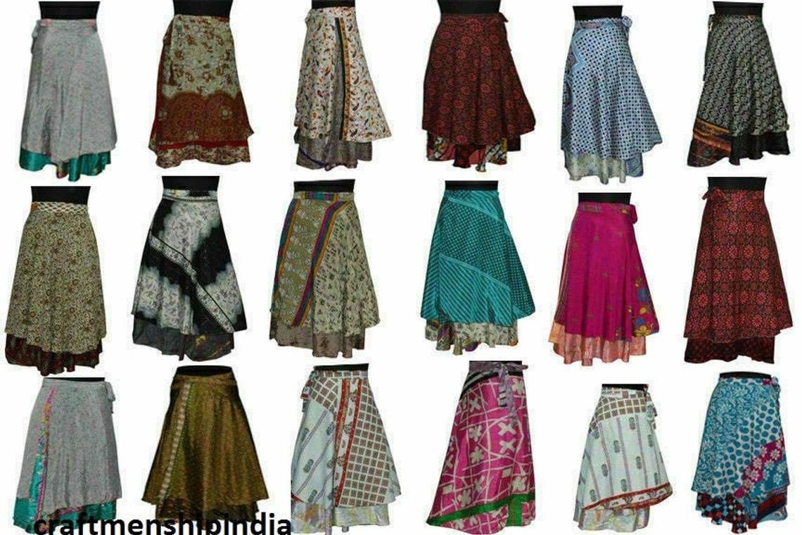 10 PCs Vintage Indian Silk Maxi SkirtBohemian SkirtFloral | Etsy