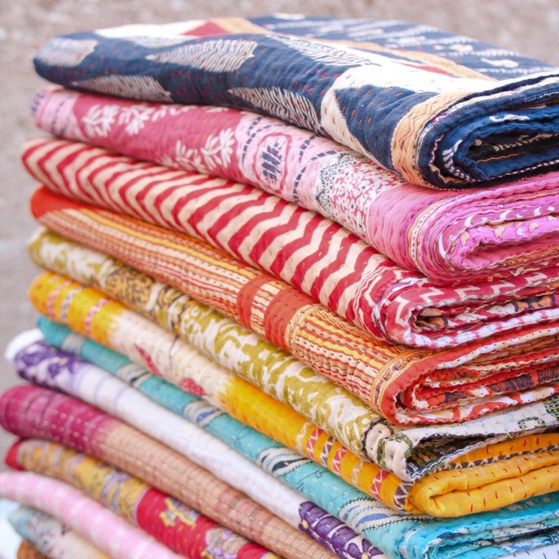 Wholesale Lot Indian Vintage Kantha Quilt Handmade Throw Etsy