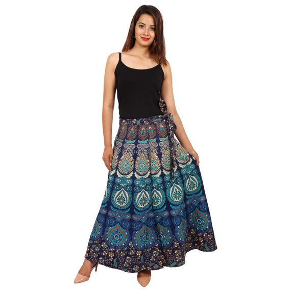 Indian Vintage Cotton Mandala Printed Wrap Skirt | Etsy