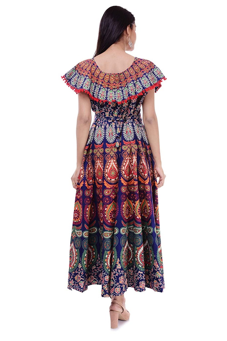 Women Cotton Pom Pom Printed Adorable Dress Hand block Printed Dress