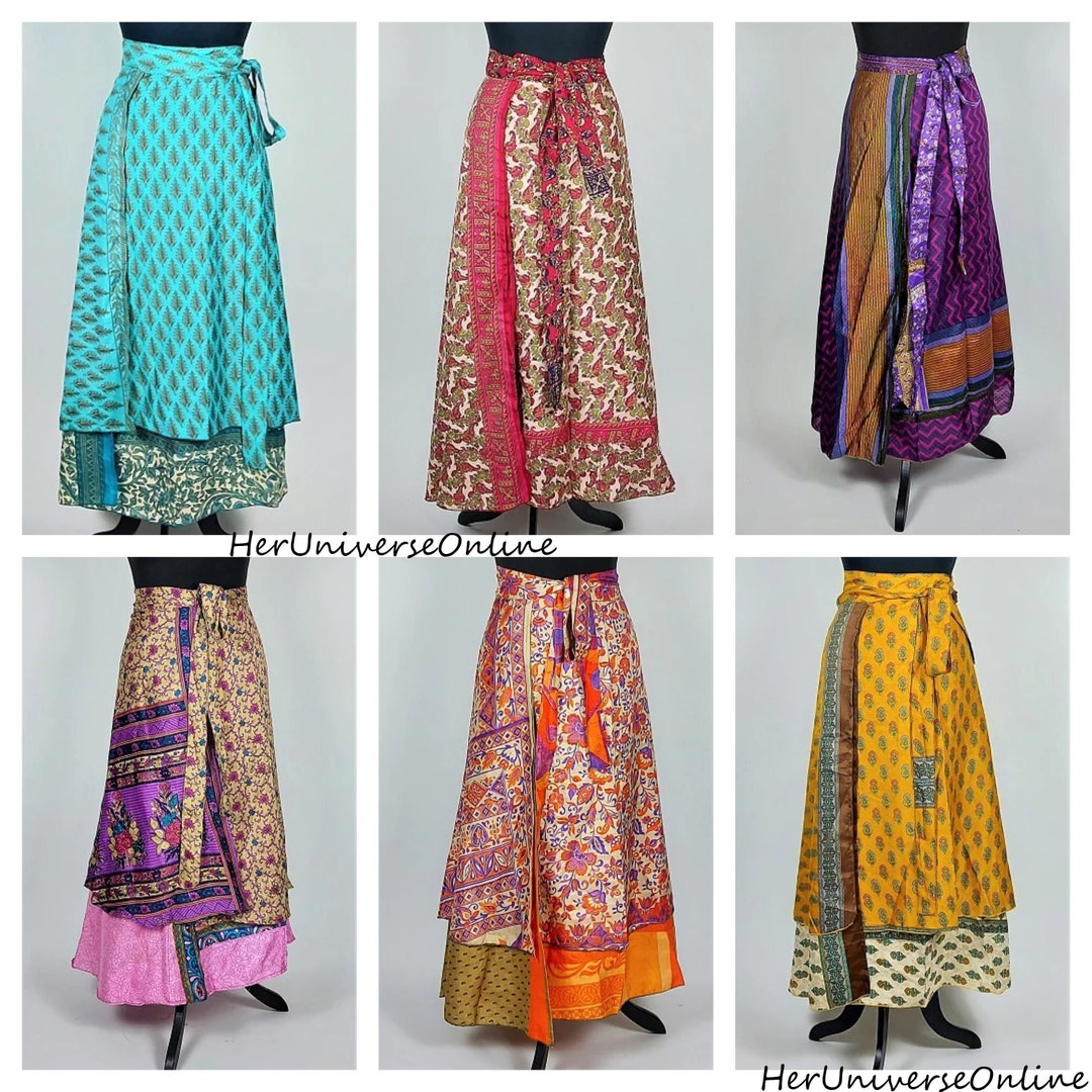Silk Sari Ladies Magic Wrap Skirt Indian Silk Sari Magic - Etsy