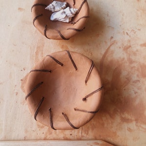 Handmade Terracotta Ceramic Mini Woven Dish Set of 2 image 7