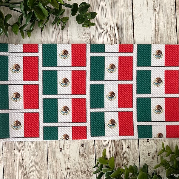 The Flag of Mexico Design Bullet Textured Liverpool Fabric Strip | Mexican Flag | Fabric Only