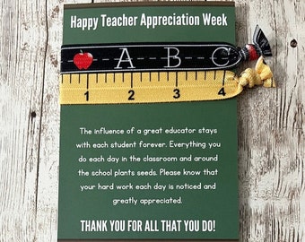Teacher Appreciation Gift | Educator Themed Hair Ties on a Glossy Display Card