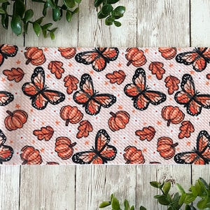 Fall Butterflies Printed Bullet Textured Liverpool Fabric Strip | Fabric Only | Fall Themed Fabric