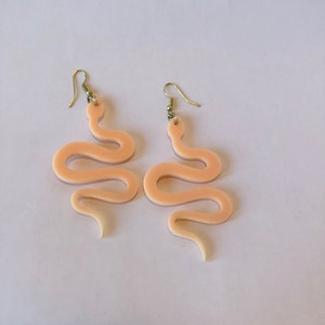 Pastel Peach Snake Earrings
