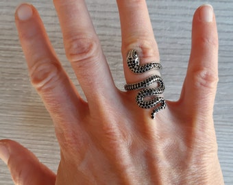 Mayelia Bagues vintage serpent ouverte en argent réglable pour femme et fille