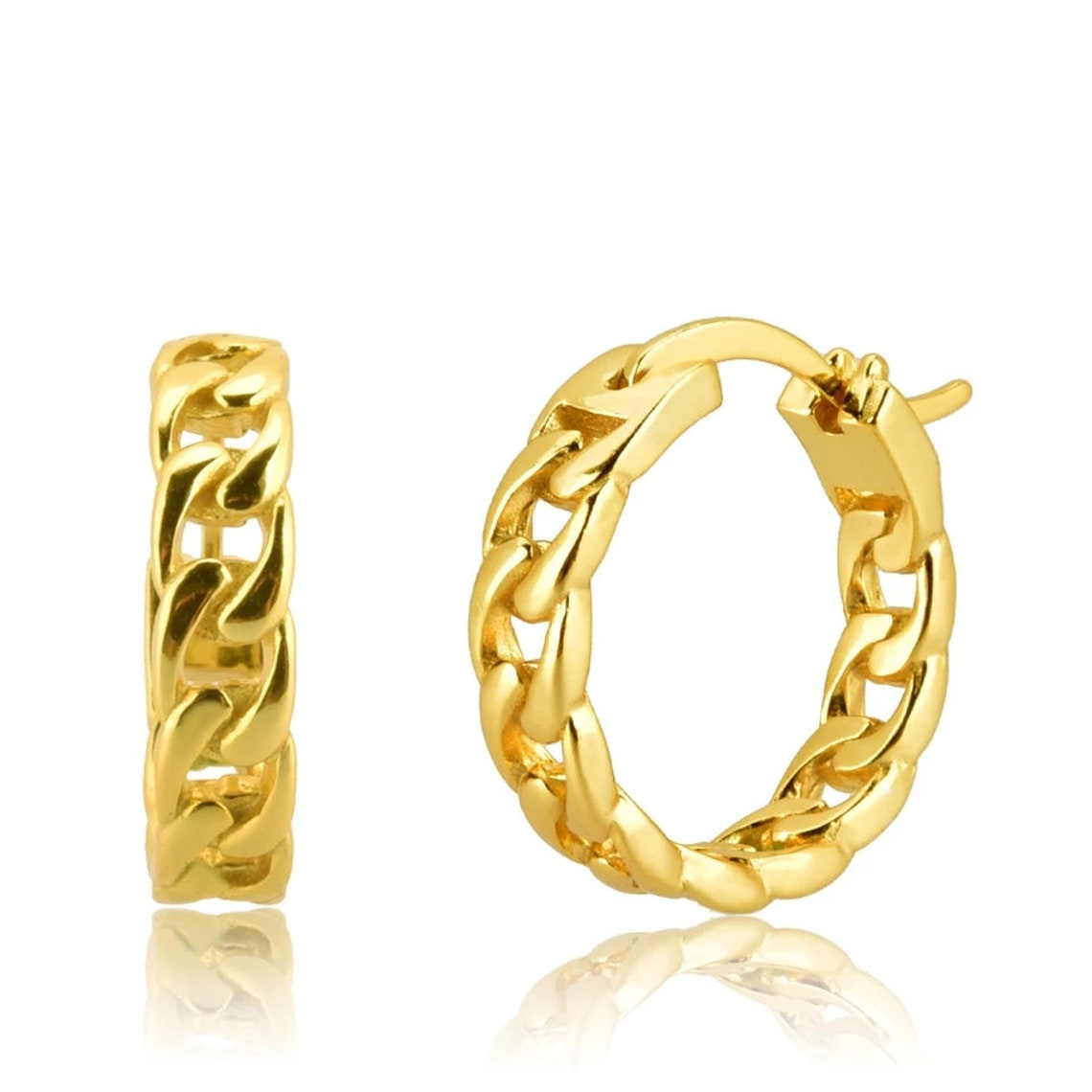 CUBAN CHAIN Hoop Earrings 18k gold plated earrings Hoop | Etsy