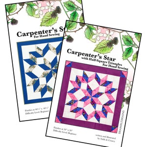 Carpenter's Star PDF Download Quilt Pattern for Hand Sewing Easy, Fast Beginner Pattern with Complete Instructions Illustrations Templates image 4