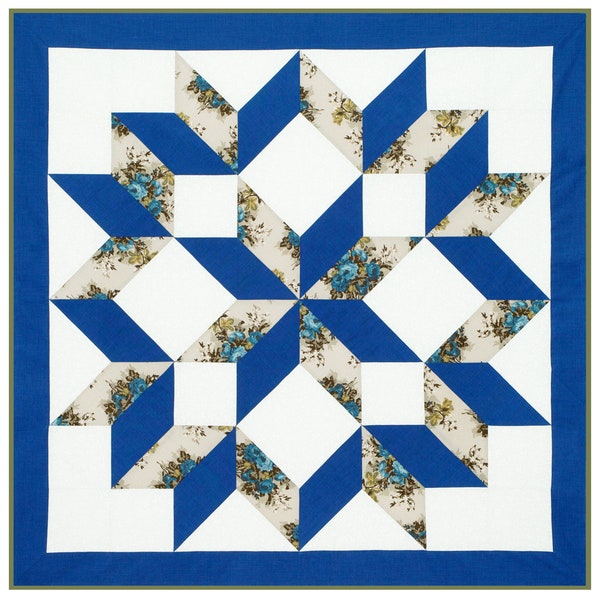 Carpenter's Star PDF Download Quilt Pattern for Hand Sewing Easy, Fast Beginner Pattern with Complete Instructions Illustrations Templates