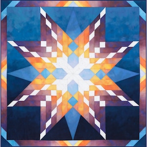 Mariner&#39;s Sunrise PDF Download Quilt Pattern for Machine or Hand Sewing Lone Star Variation, Complete Instructions, Illustrations, Templates