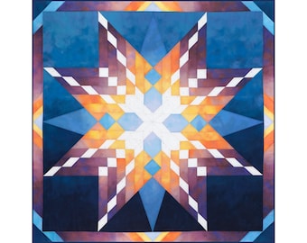 Mariner's Sunrise PDF Download Quilt Pattern for Machine or Hand Sewing Lone Star Variation, Complete Instructions, Illustrations, Templates