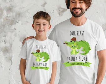 Our First Fathers Day Matching Shirts Set, Personalized Name, First Fathers Day PNG, Digital