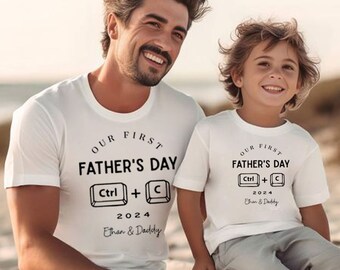 Personalized Father's Day Shirt, Our First Father's Day Matching Tee PNG, Digital