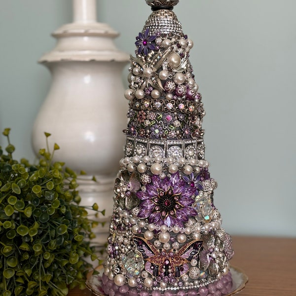 Jeweled Purple Tree, Unique Gift, Mothers' Day, Mom Loves Purple, Jewelry Art