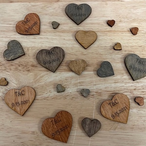 Personalized Wood Confetti | Customizable Hearts | Scatter Hearts | Rustic Hearts