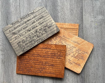 Custom Engraved Wood Recipe Cards | Single or Double Sided | Laser Engraved Cards