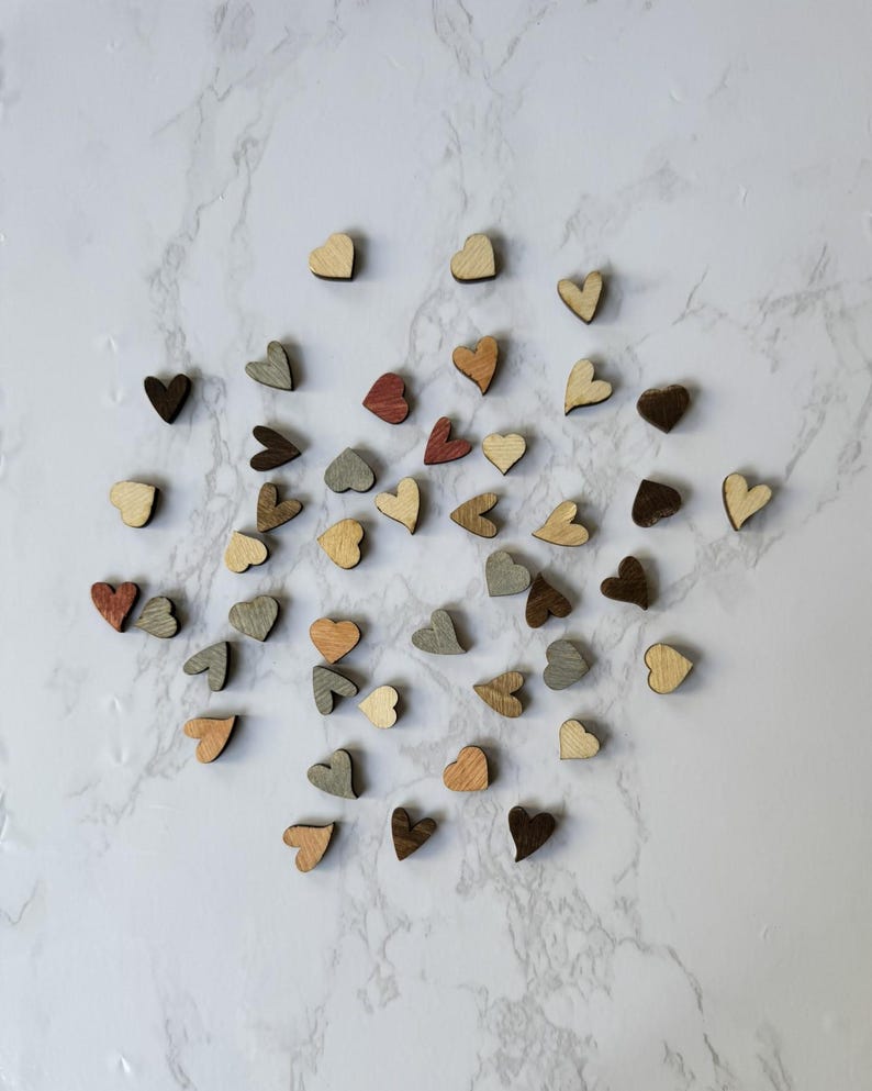 Rustic Heart Collection 100 Pcs. Tiny Rustic Wood Heart Confetti | Small Scatter Hearts ...