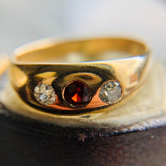 Antique Victorian, Hessonite Garnet and Diamond Gy