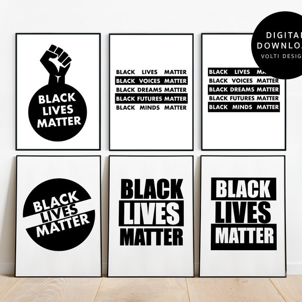 Black Lives Matter Poster | 6 Designs enthalten | Digitale Drucke | Schwarz & Weiß | Digitaler Download | Druckbares Poster | BLM