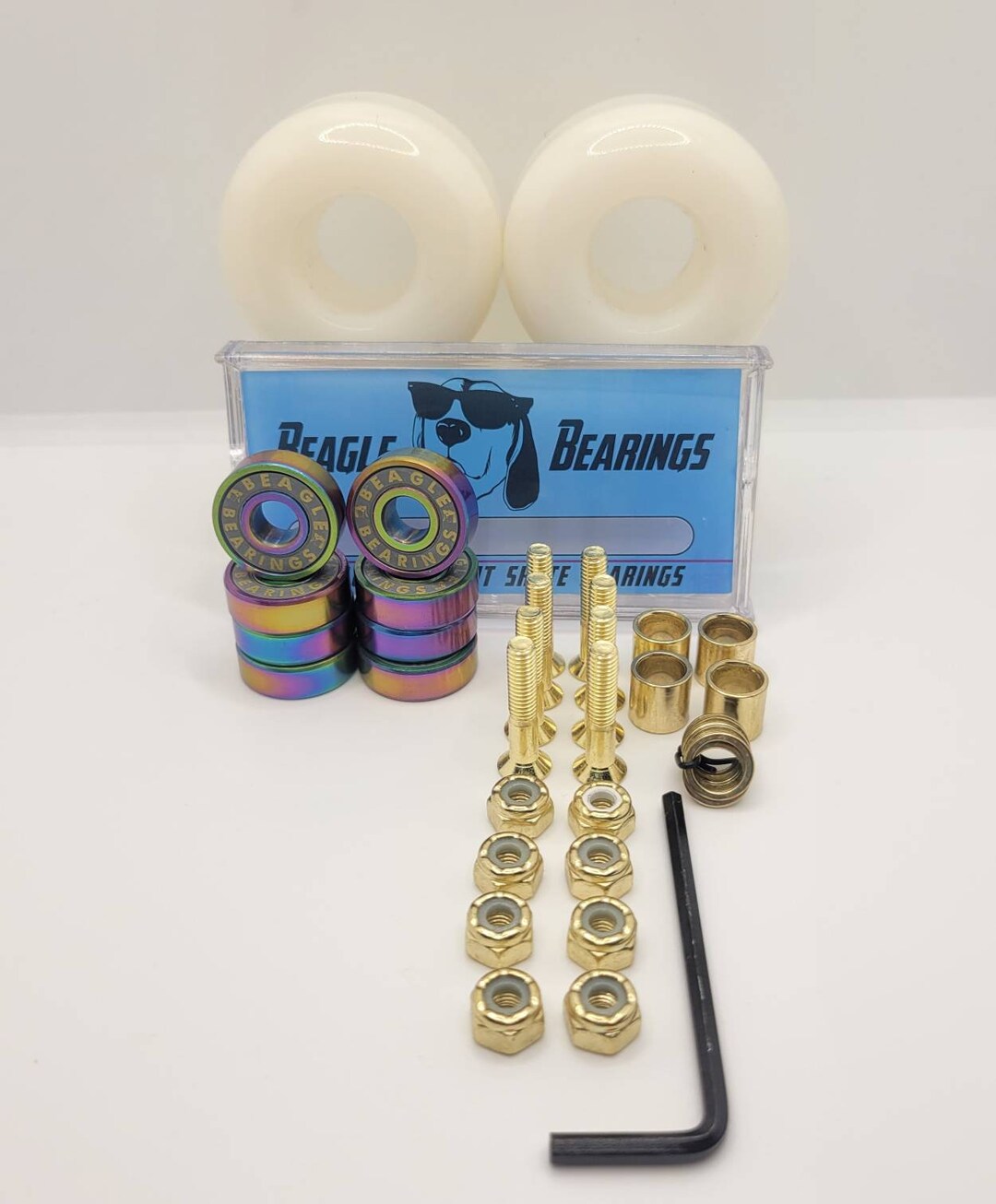 Soft Skateboard Wheels W/ Rainbow/grey Beagle Skateboard Bundle