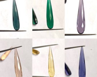 1 pair mix quartz 30x6 mm drop shape faceted drops cut drops Gemstone Beads Jewelry Making