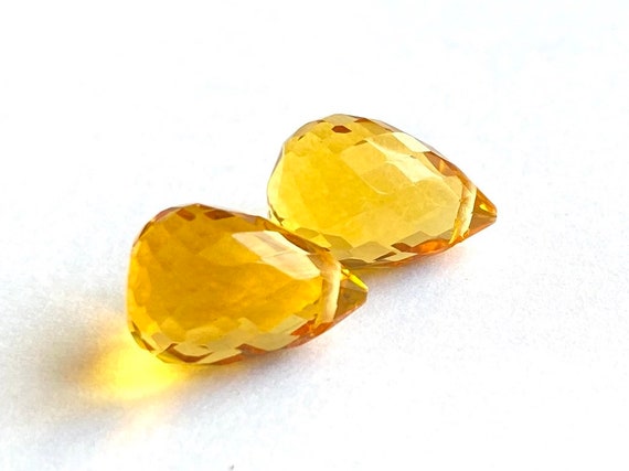 Quartz Pair Citrine Quartz Faceted Round Shape Briolettes 10pc Quartz 10mm Citrine Quartz