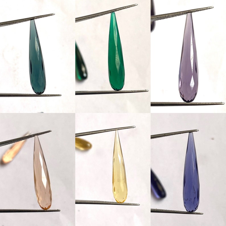 1 pair mix quartz 30x6 mm drop shape faceted drops cut drops Gemstone Beads Jewelry Making