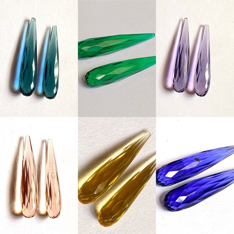 1 pair mix quartz 30x6 mm drop shape faceted drops cut drops Gemstone Beads Jewelry Making