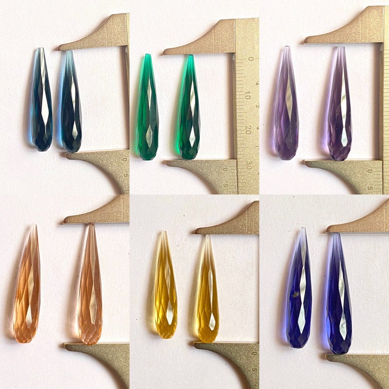 1 pair mix quartz 30x6 mm drop shape faceted drops cut drops Gemstone Beads Jewelry Making