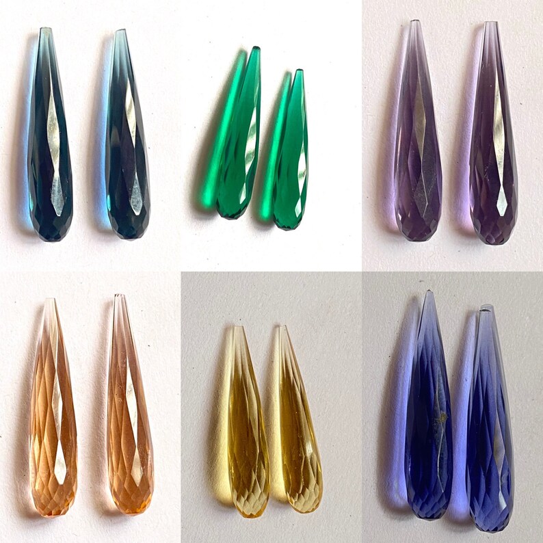 1 pair mix quartz 30x6 mm drop shape faceted drops cut drops Gemstone Beads Jewelry Making