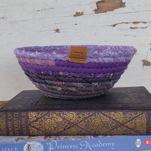 Fabric Scrap Bowl - {Frost} - Winter Decor, Fabric Basket, Coiled Rope Bowl, Rope Basket, Coiled Clothesline, Catchall, Winter Table Decor