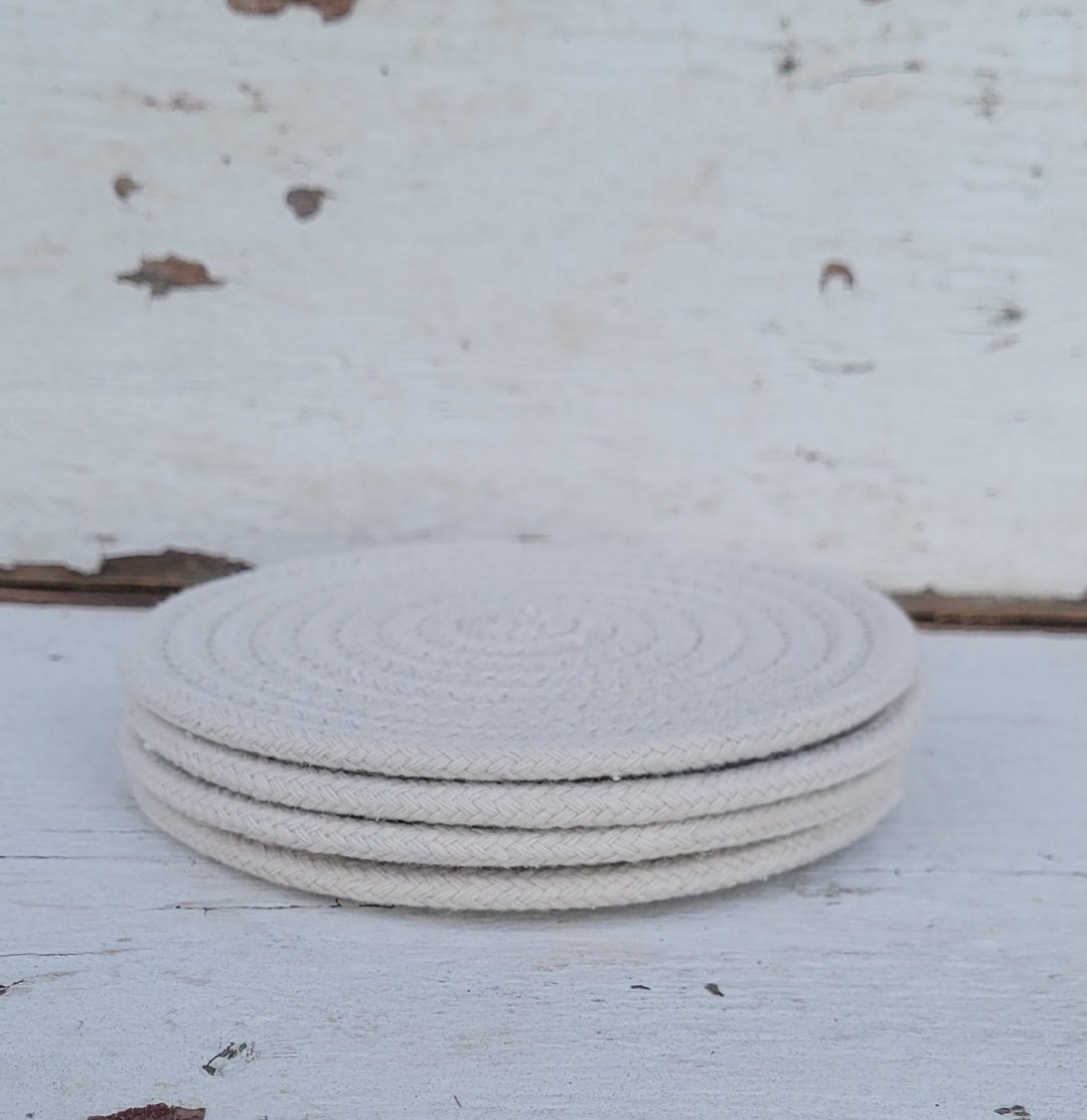 Coiled Clothesline Coasters natural Coiled Rope Coasters, Set of Four