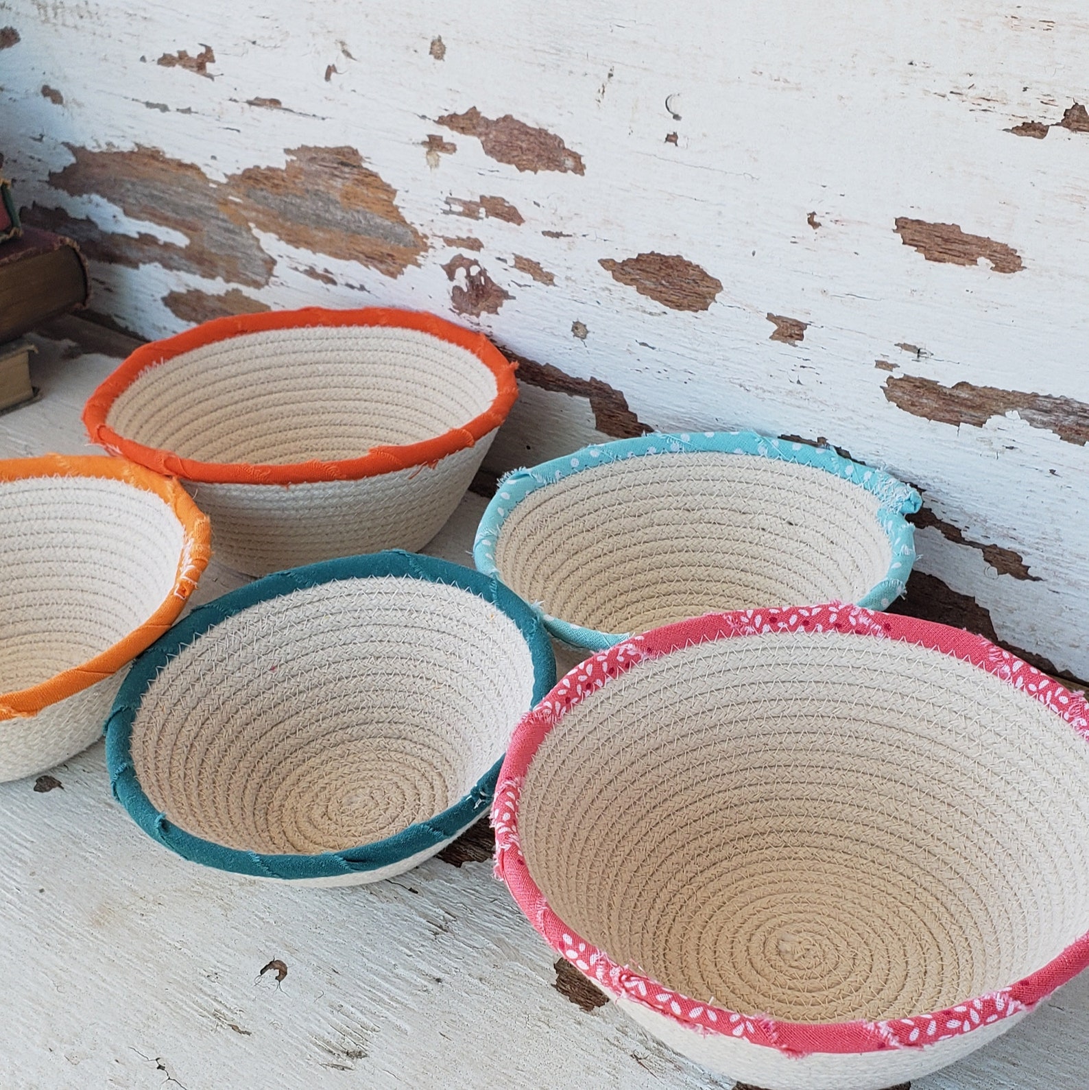 Coiled Clothesline Bowls spring Multicolored Bowls Etsy