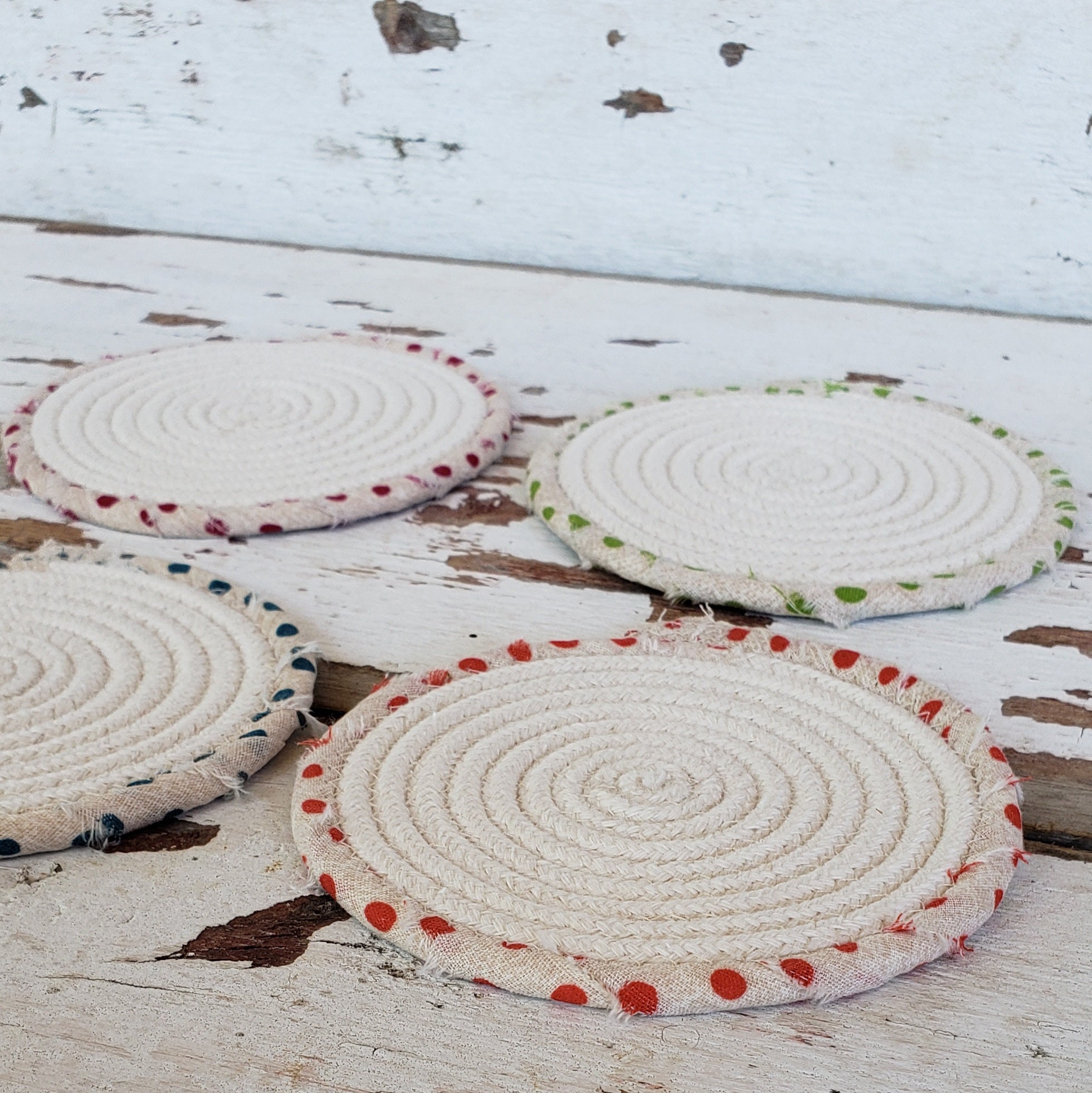 Coiled Clothesline Coasters country Kitchen Coiled Rope Etsy