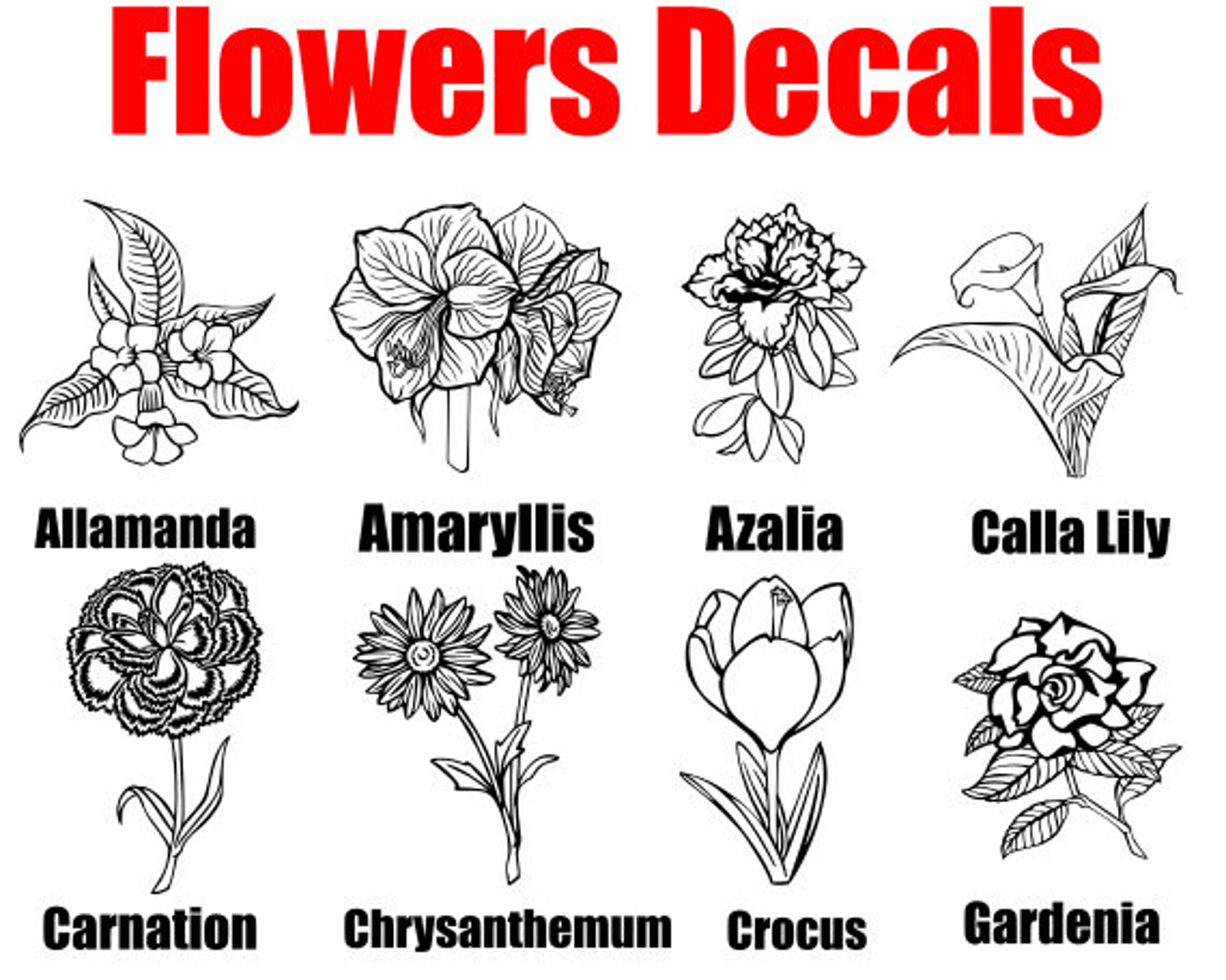 Flower Decals Stickers Car Window Truck Mug Laptop Allamanda Etsy