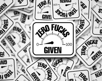 Funny 'Zero F Given' Vinyl Sticker, Laptop, Hard Hat, Toolbox
