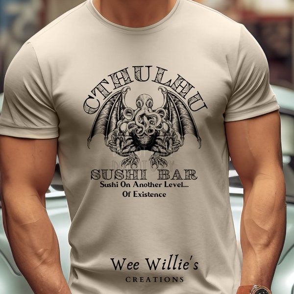 Cthulhu/horror/lovecraft/sushi/funny/evil/humor/tee shirt/png/digital/download