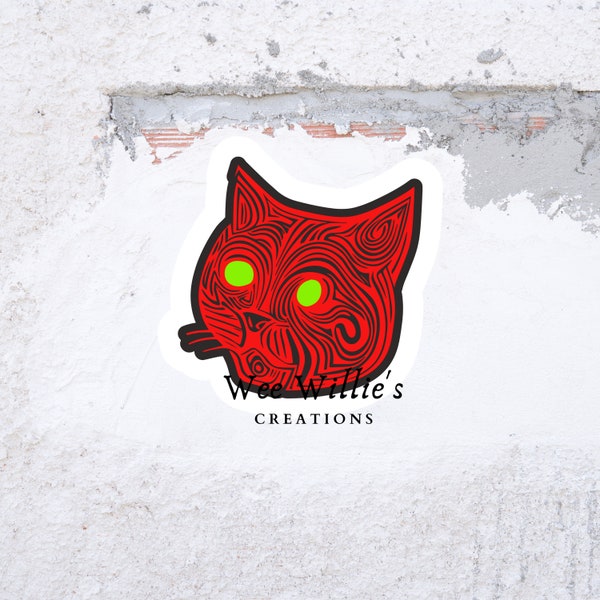 Red Cat,cat head, Sticker, Hard Hat Sticker, Men's Sticker, Men, Funny, Humor