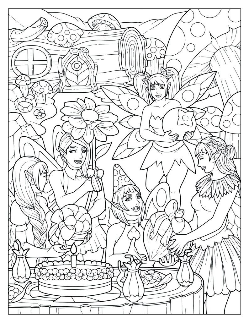 Birthday girl fairy A beautiful fairy colouring page for you | Etsy
