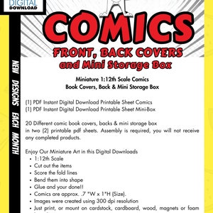 Newly Updated 1:12 Scale Miniature Comics Book Covers with Mini Box, 300 dpi PDF Instant Digital Download Printable Sheet image 5