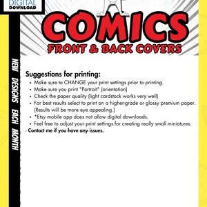 Newly Updated 1:12 Scale Miniature Comics Book Covers with Mini Box, 300 dpi PDF Instant Digital Download Printable Sheet image 6